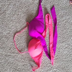 Pink purple strapless swim top